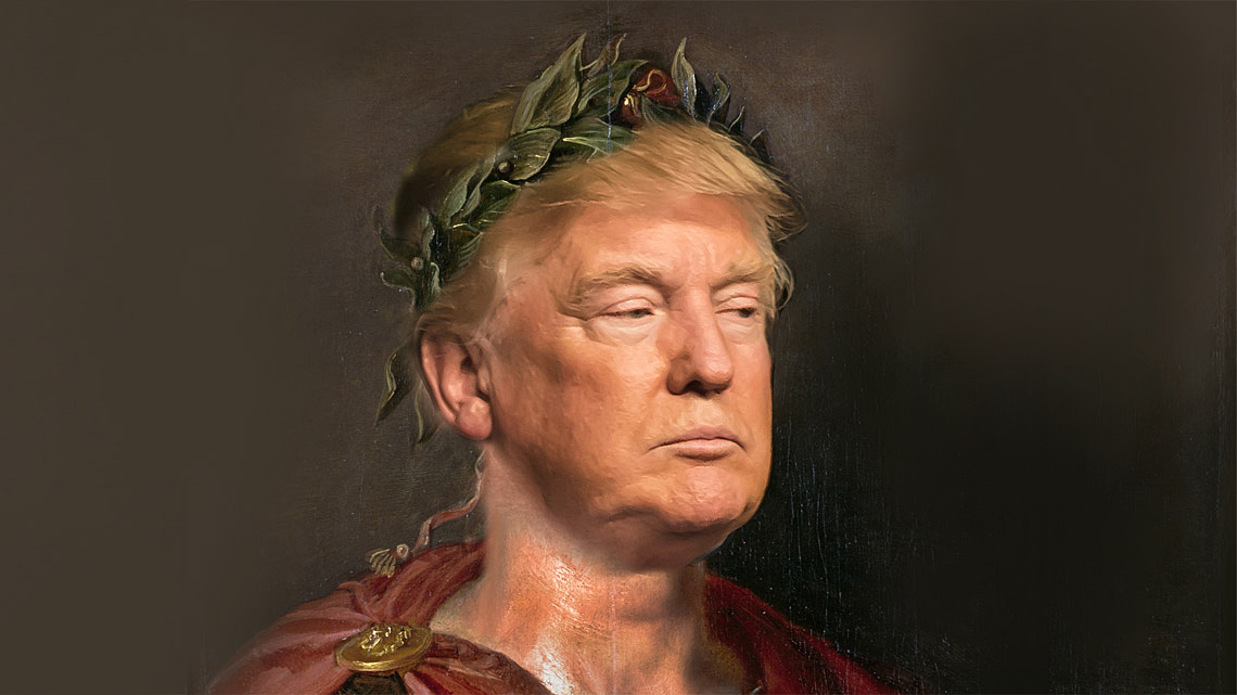 Donald J. Trump gezeichnet als römischer Imperator