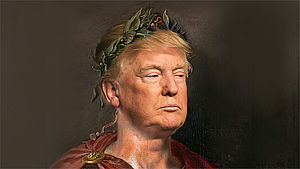 Donald J. Trump gezeichnet als römischer Imperator.