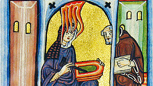 Ausschnitt aus Tafel 1 des Rupertsberger Scivias-Codex | © Abtei St. Hildegard, Rüdesheim-Eibingen