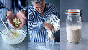 Collage zur Zubereitung des Sauerteigansatzes | © Peter Cassidy