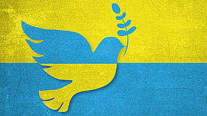 Friedenstaube auf ukrainischer Flagge | © Alexandra_Koch, Pixabay.com